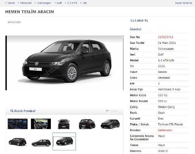 sahibinden sıfır otomobil otogundem